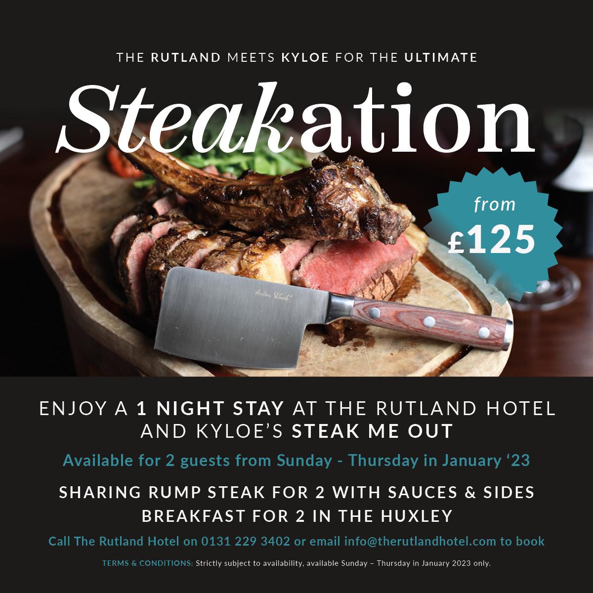 Steak-ation Deal Rutland Hotel January 2023